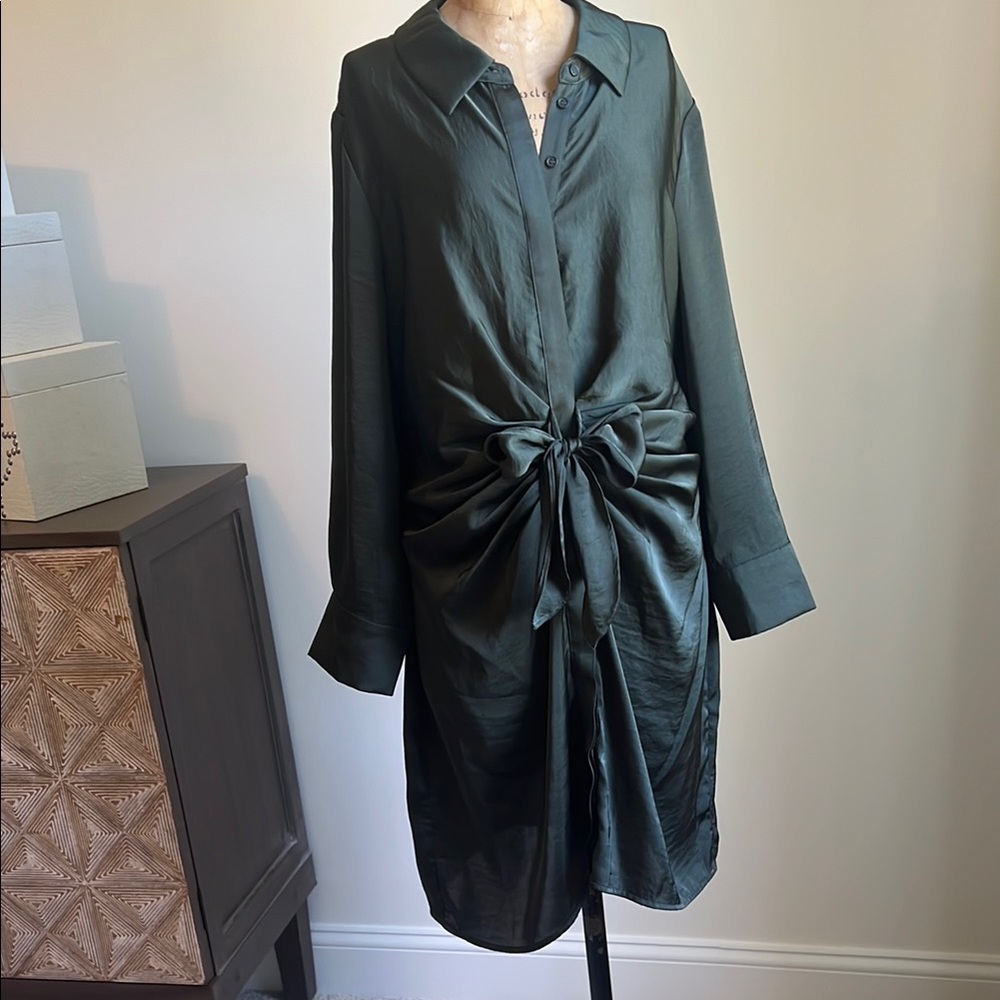 Elegant Green Shirt Dress